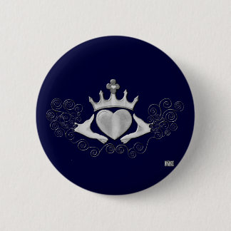 Chapa Redonda De 5 Cm El Claddagh (Plata)