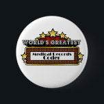 Chapa Redonda De 5 Cm El codificador más grande de los informes médicos<br><div class="desc">El camisetas, la ropa y los regalos más grandes del codificador de los informes médicos del mundo son regalos ideales del reconocimiento del trabajo del empleado además de los regalos para todas las ocasiones. Este diseño único de la carpa muestra el empleo y la profesión rodeados por las luces de...</div>