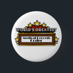 Chapa Redonda De 5 Cm El codificador más grande de los informes médicos<br><div class="desc">El camisetas, la ropa y los regalos más grandes del codificador de los informes médicos del mundo son regalos ideales del reconocimiento del trabajo del empleado además de los regalos para todas las ocasiones. Este diseño único de la carpa muestra el empleo y la profesión rodeados por las luces de...</div>