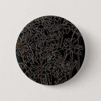 Chapa Redonda De 5 Cm El crisantemo flor de jardín arte negro y metaliza