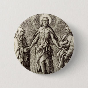 Chapa Redonda De 5 Cm El Cristo Retreen está en una colina 