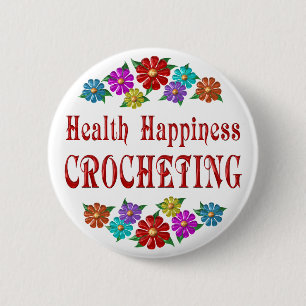 Chapa Redonda De 5 Cm El Crocheting de la felicidad de la salud