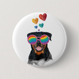 Chapa Redonda De 5 Cm El día de San Valentín de Rottweiler Dog con coraz
