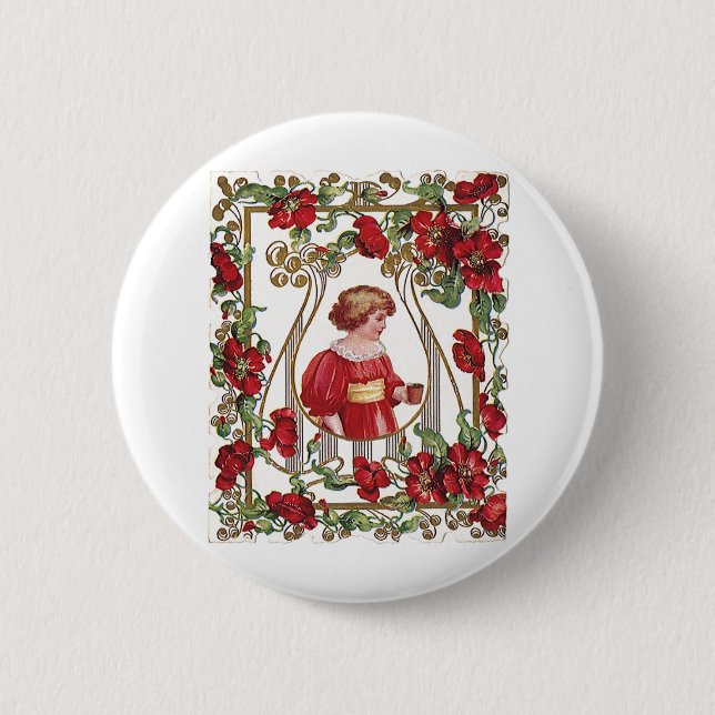 Chapa Redonda De 5 Cm El día de San Valentín victoriano con Rosas (Anverso)