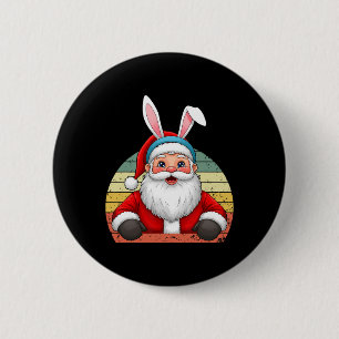 Chapa Redonda De 5 Cm El Divertido Santa Claus Con Orejas De Conejo Para
