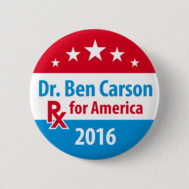 Chapa Redonda De 5 Cm El Dr. Ben Carson 2016 - prescripción para América (Anverso)