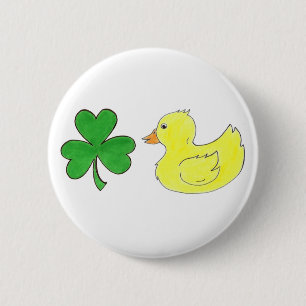Chapa Redonda De 5 Cm El Ducky Shamrock Rubber Duck San Patricio