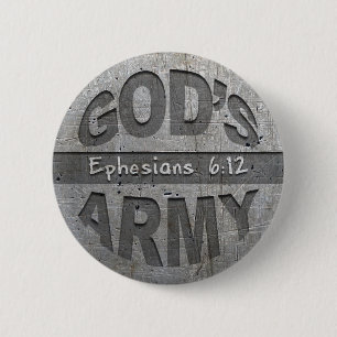 Chapa Redonda De 5 Cm El ejército de dios - gris metalizado del verso d