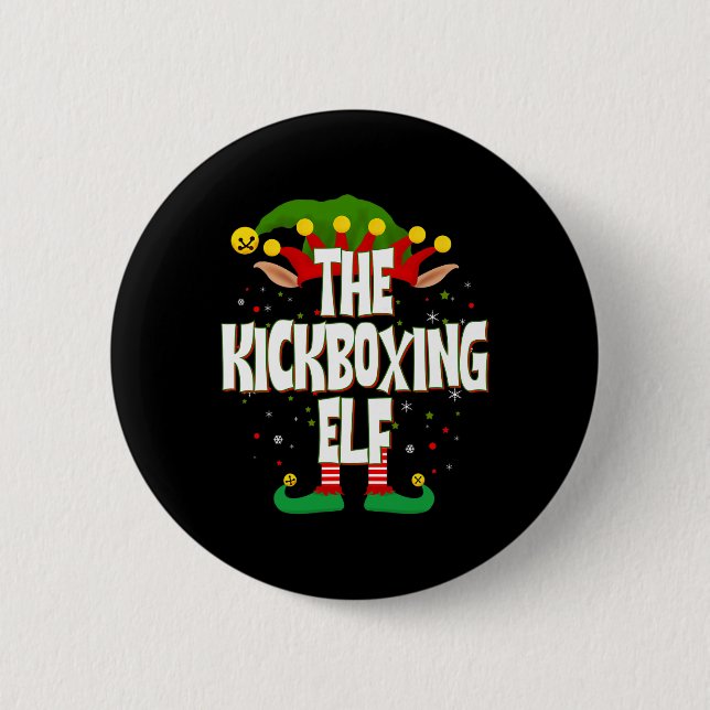 Chapa Redonda De 5 Cm El Elfo del Kickboxing Navidad  (Anverso)