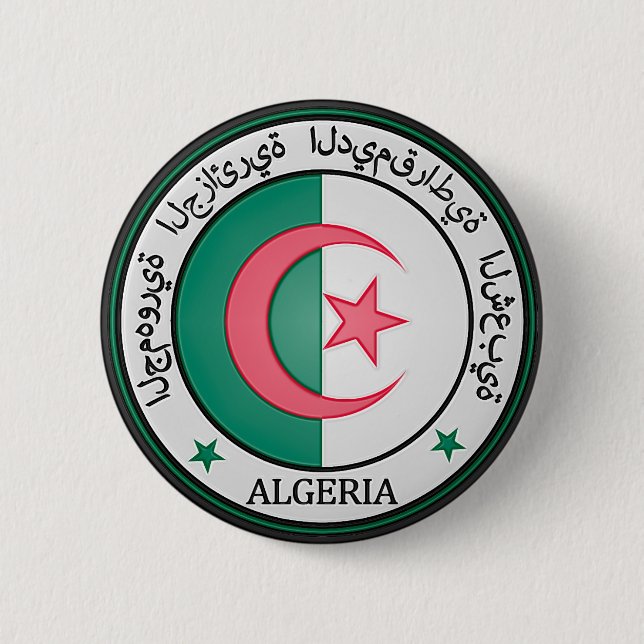 Chapa Redonda De 5 Cm El emblema de la ronda de Argelia (Anverso)