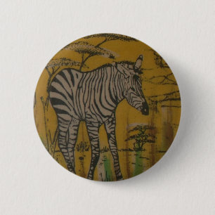 Chapa Redonda De 5 Cm El Espíritu Serengeti: Zebra Grazing en Mara