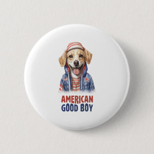 Chapa Redonda De 5 Cm El estadounidense GoodBoy Dog