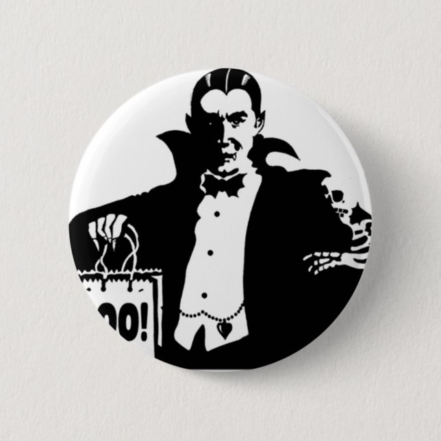 Chapa Redonda De 5 Cm El feliz Halloween de Drácula (Anverso)