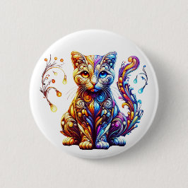 Chapa Redonda De 5 Cm El gato brillante vibrante