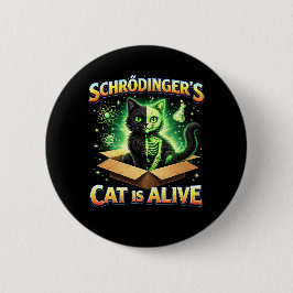 Chapa Redonda De 5 Cm El gato curioso de Schrödinger