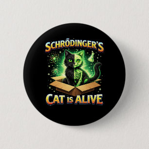 Chapa Redonda De 5 Cm El gato curioso de Schrödinger