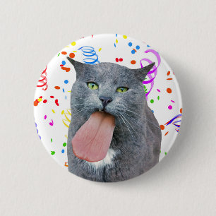 Chapa Redonda De 5 Cm ¿El Gato fiesta Tiene Su Lengua?