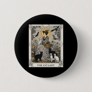 Chapa Redonda De 5 Cm El gato Lady Tarot Card El gato gótico vintage M