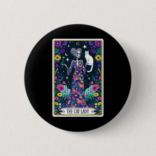 Chapa Redonda De 5 Cm El gato Lady Tarot Card Skeleton Día de la Madre C