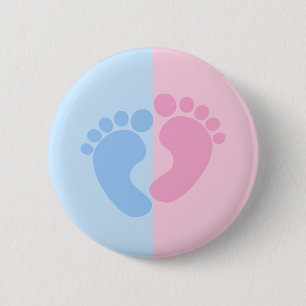 Chapa Redonda De 5 Cm El género revela ducha rosa y azul para los pies