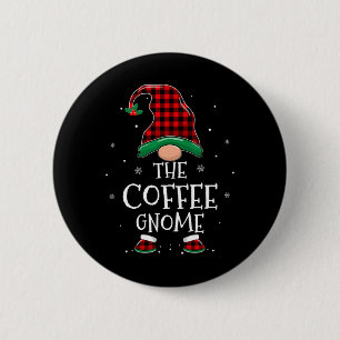 Chapa Redonda De 5 Cm El Gnomo del Café Navidad Familia Plaid Cristo