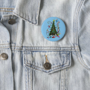 Chapa Redonda De 5 Cm El Grinch Clásico Árbol de Navidad de Whoville