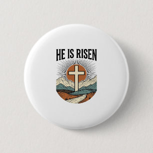 Chapa Redonda De 5 Cm Él ha resucitado Cruz Amanecer Cristiano Camiseta 