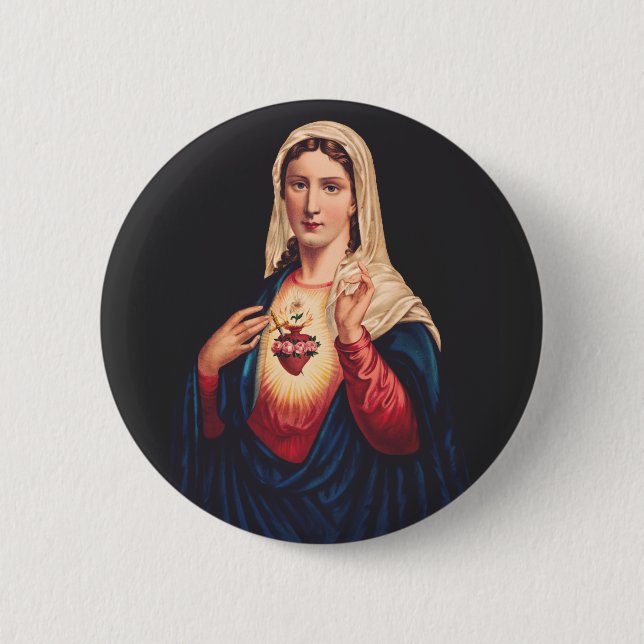 Chapa Redonda De 5 Cm El Inmaculado Corazón de María (Anverso)