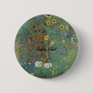 Chapa Redonda De 5 Cm El jardín de la granja Gustav Klimt con girasoles