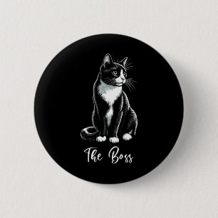 Chapa Redonda De 5 Cm El jefe del gato Tuxedo amante del gatito Kitten T