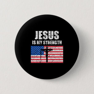 Chapa Redonda De 5 Cm El Jesús Es Mi Fuerza Bandera De Estados Unidos Ar