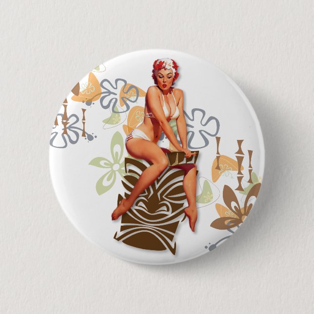 Chapa Redonda De 5 Cm El kitsch Bitsch: La diosa de Tiki (Anverso)