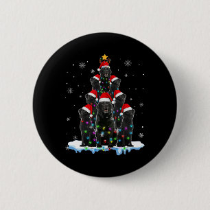 Chapa Redonda De 5 Cm El Labrador negro y el árbol de Navidad iluminan N