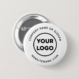 Chapa Redonda De 5 Cm El logotipo de su empresa y la franja corporativa