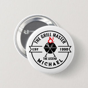 Chapa Redonda De 5 Cm El Maestro de la Parrilla Año de Fundación Nombre