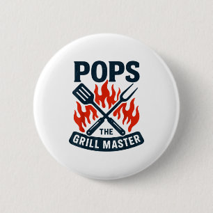 Chapa Redonda De 5 Cm El Maestro de la Parrilla Bbq Día del Padre Abuelo