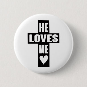 Chapa Redonda De 5 Cm Él Me Ama Como Jesús Cita Gráfica Gospel