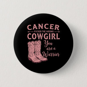Chapa Redonda De 5 Cm El Mes del Cáncer De Mama Ganó El Cowgir Equivocad