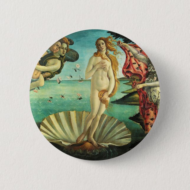 Chapa Redonda De 5 Cm El nacimiento de Venus por Sandro Botticelli (Anverso)