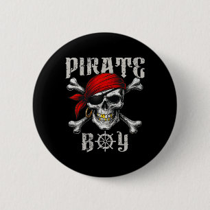 Chapa Redonda De 5 Cm El Niño Pirata Jolly Roger Bandera Y Los Crossbone