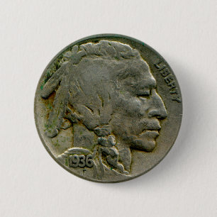 Chapa Redonda De 5 Cm El níquel del "búfalo" de los 1936 E.E.U.U. diri