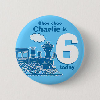 Chapa Redonda De 5 Cm El nombre y la edad azules del cumpleaños del tren