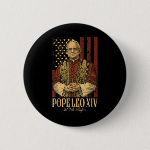 Chapa Redonda De 5 Cm El Papa americano Leo Xiv 267th U.S. Flag Catholic