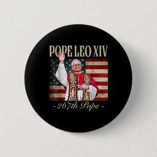 Chapa Redonda De 5 Cm El Papa americano Leo Xiv 267th U.S. Flag Ret cató