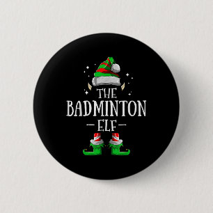 Chapa Redonda De 5 Cm El partido de bádminton del duende de Navidad del