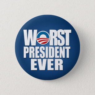 Chapa Redonda De 5 Cm El peor presidente de la historia - Anti Obama