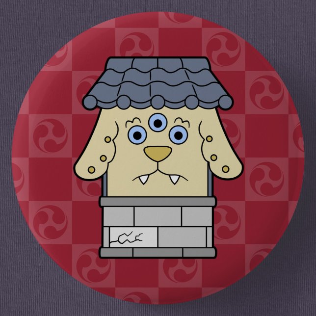 Chapa Redonda De 5 Cm El pequeño Nurikabe Yokai (Cute Cartoon Nurikabe Yokai Can Badge- Detail View)