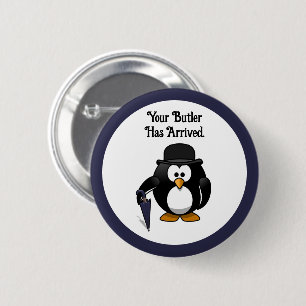 Chapa Redonda De 5 Cm El Personalizado de Butler Penguin, de clase baja,