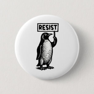 Chapa Redonda De 5 Cm El pingüino gracioso se resiste a la protesta, no
