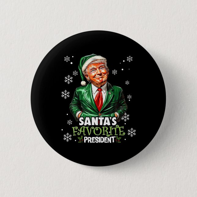 Chapa Redonda De 5 Cm El presidente favorito de Santa Claus, Funny Trump (Anverso)
